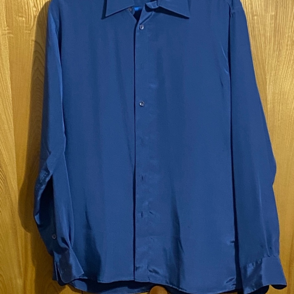 Oleg Cassini Sport Men's Deep Blue Casual Button Down Shirt